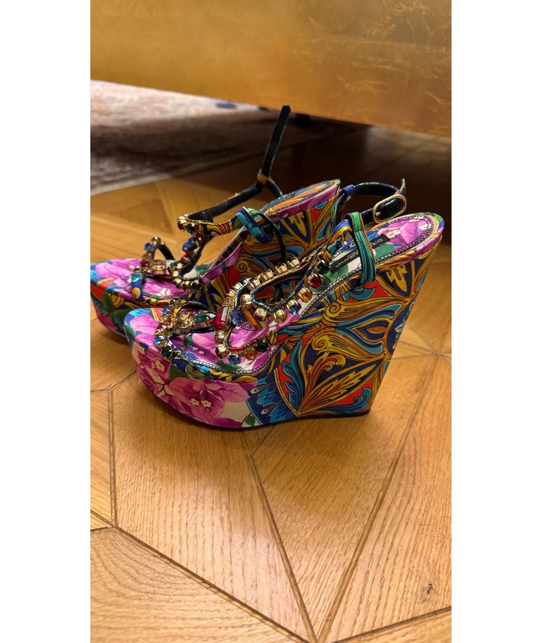 DOLCE&GABBANA Мульти текстильные босоножки, фото 5