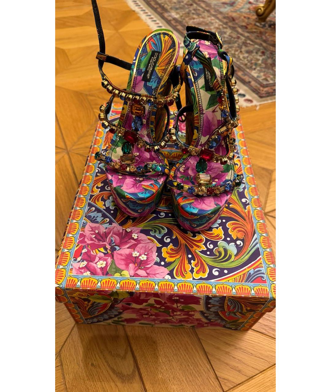 DOLCE&GABBANA Мульти текстильные босоножки, фото 2