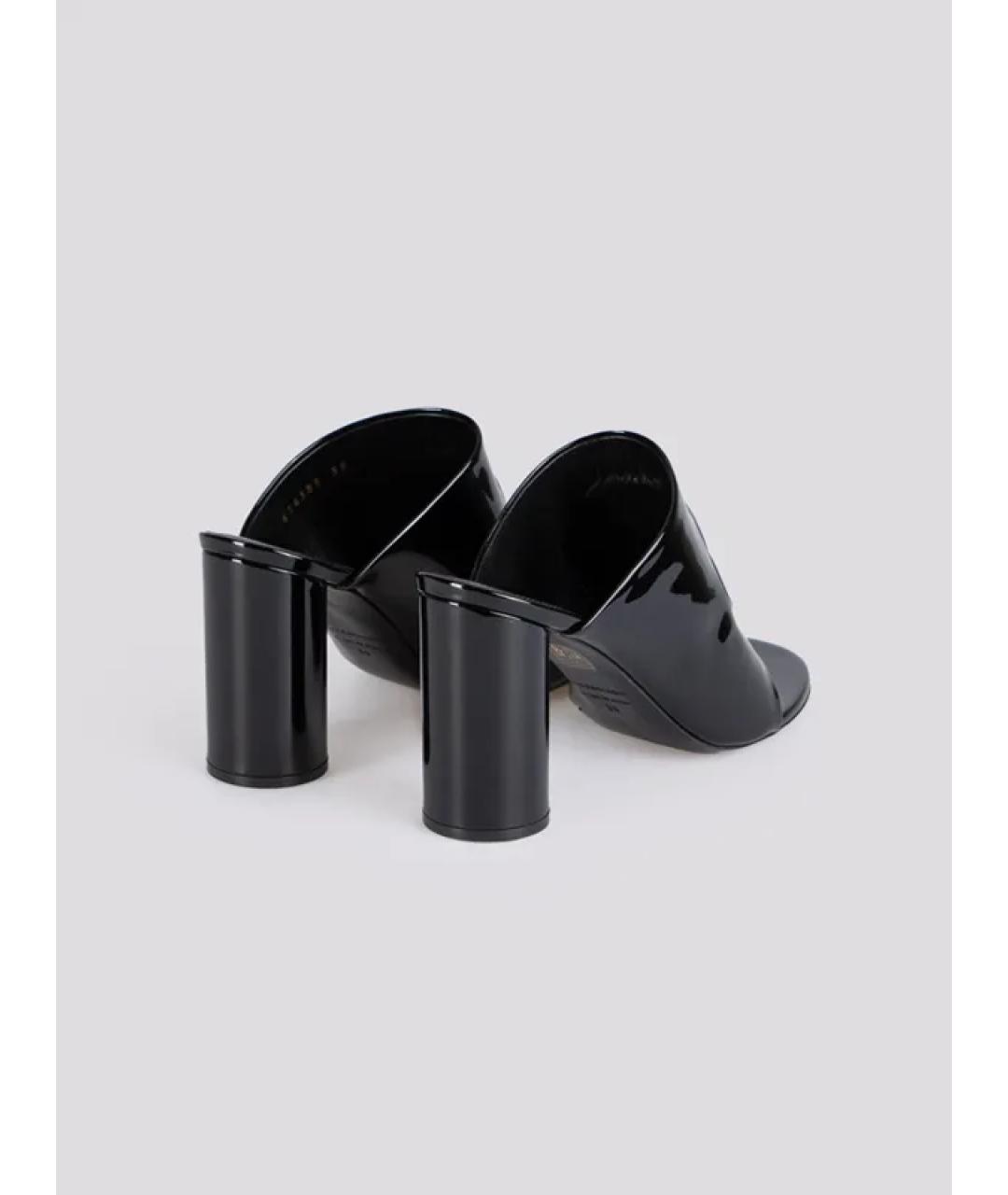 BALENCIAGA Черные кожаные мюли, фото 4