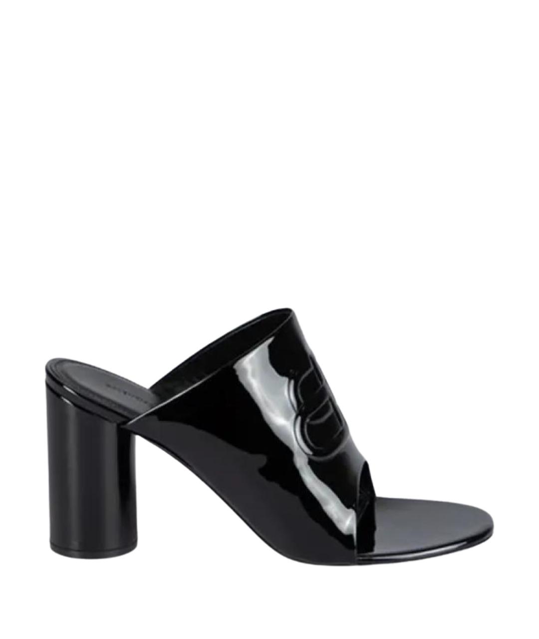 BALENCIAGA Черные кожаные мюли, фото 1