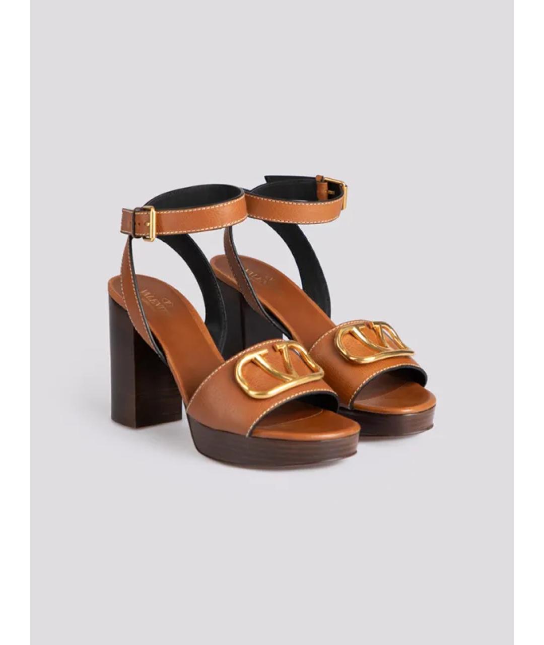 VALENTINO Коричневые кожаные босоножки, фото 2