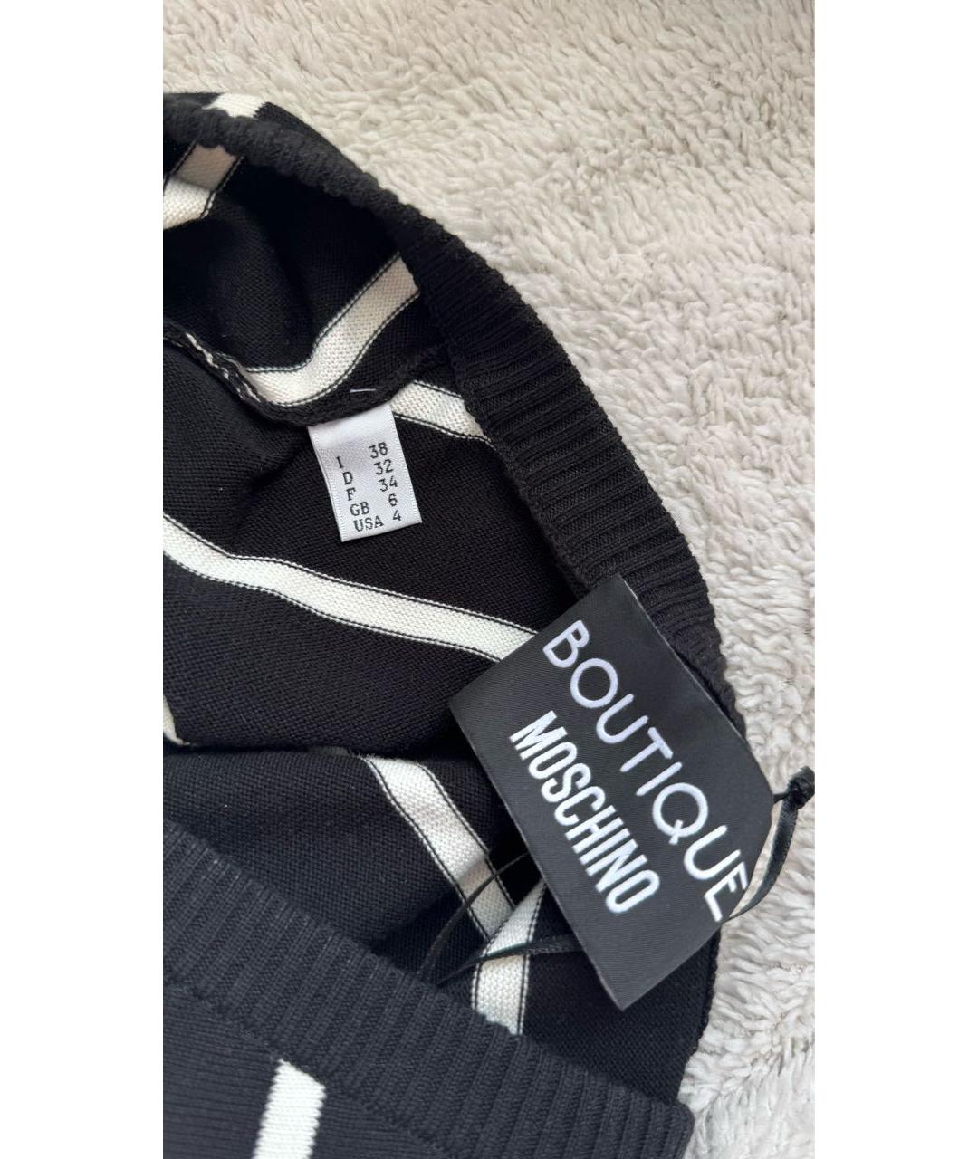 BOUTIQUE MOSCHINO Черное хлопковое повседневное платье, фото 5