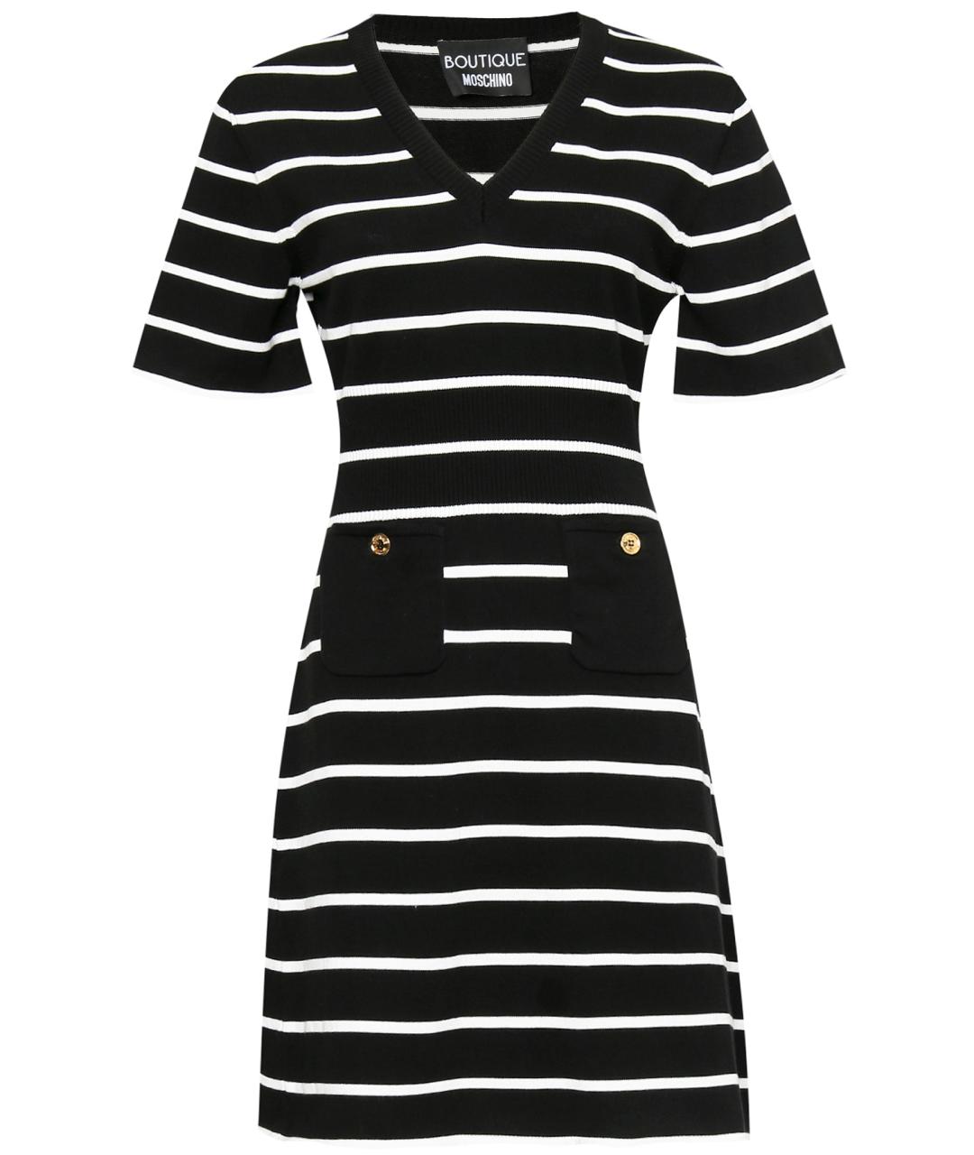 BOUTIQUE MOSCHINO Черное хлопковое повседневное платье, фото 1