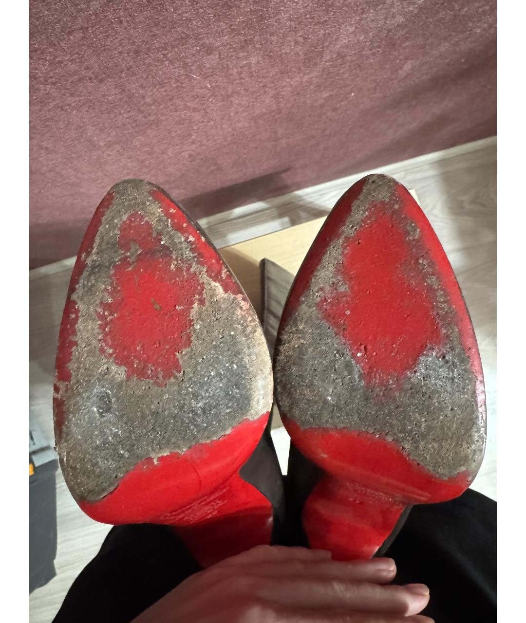 CHRISTIAN LOUBOUTIN Коричневые кожаные сапоги, фото 5
