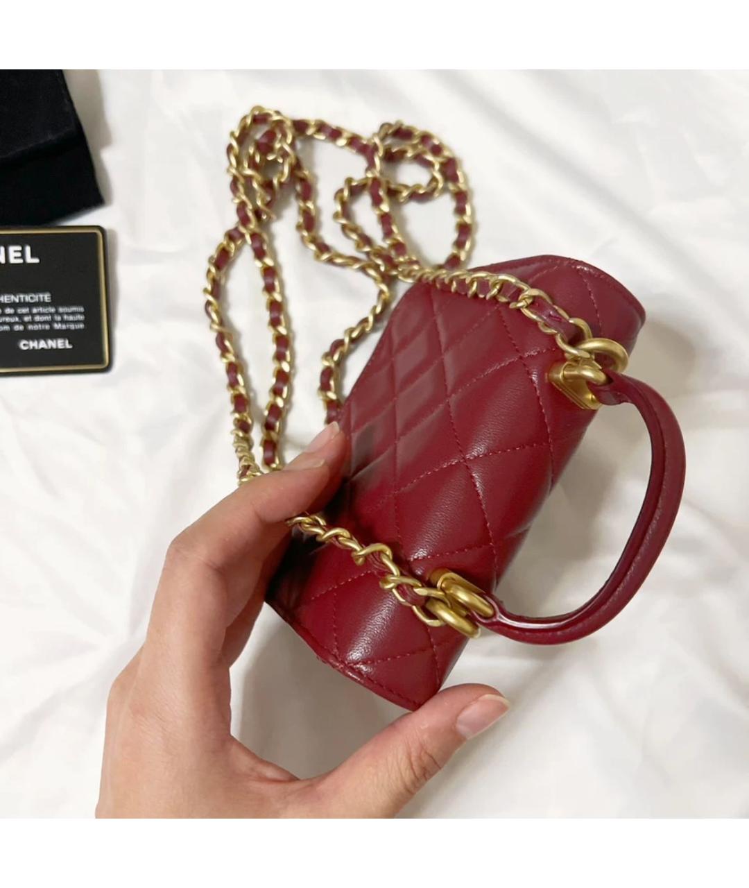 CHANEL Бордовая кожаная сумка через плечо, фото 3