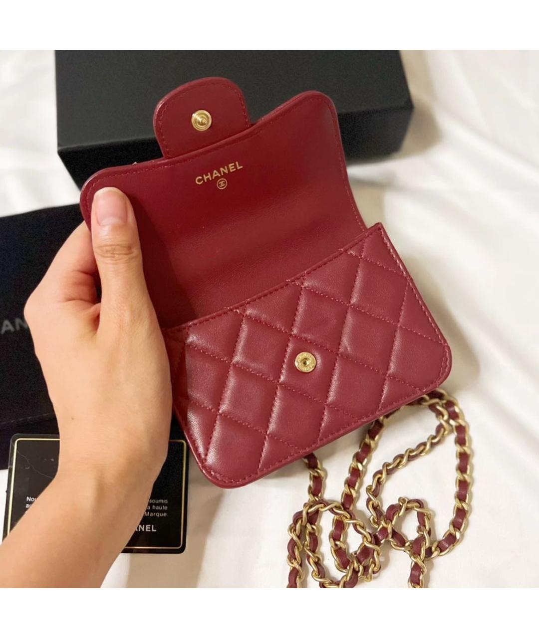 CHANEL Бордовая кожаная сумка через плечо, фото 4