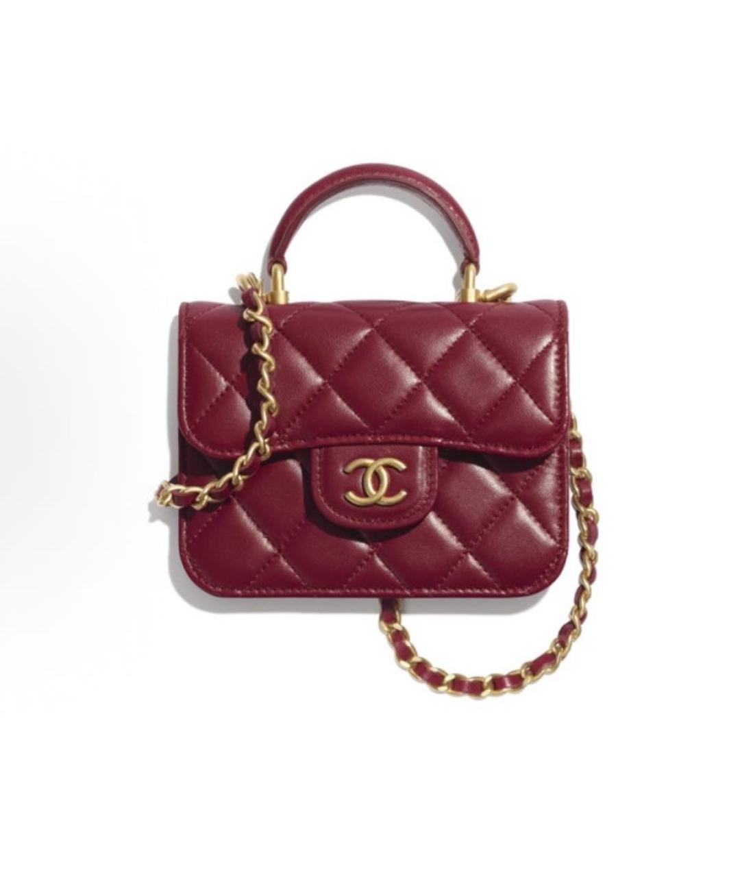 CHANEL Бордовая кожаная сумка через плечо, фото 5