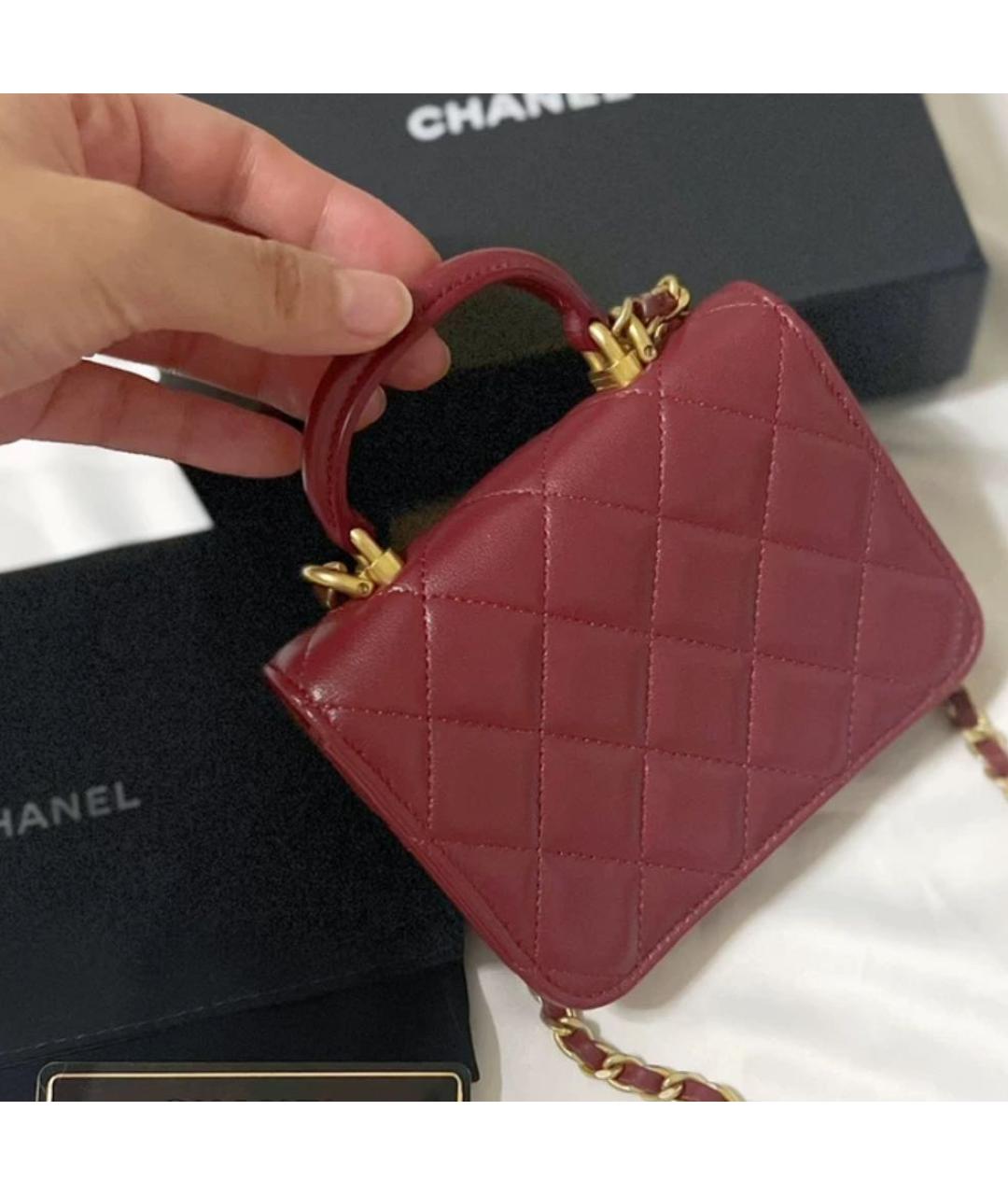CHANEL Бордовая кожаная сумка через плечо, фото 2
