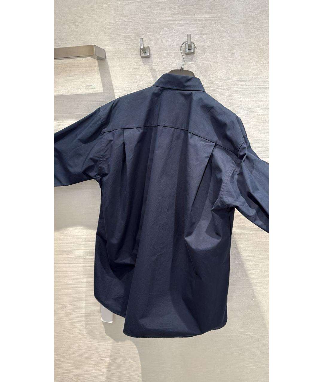 BALENCIAGA Темно-синяя хлопковая кэжуал рубашка, фото 2