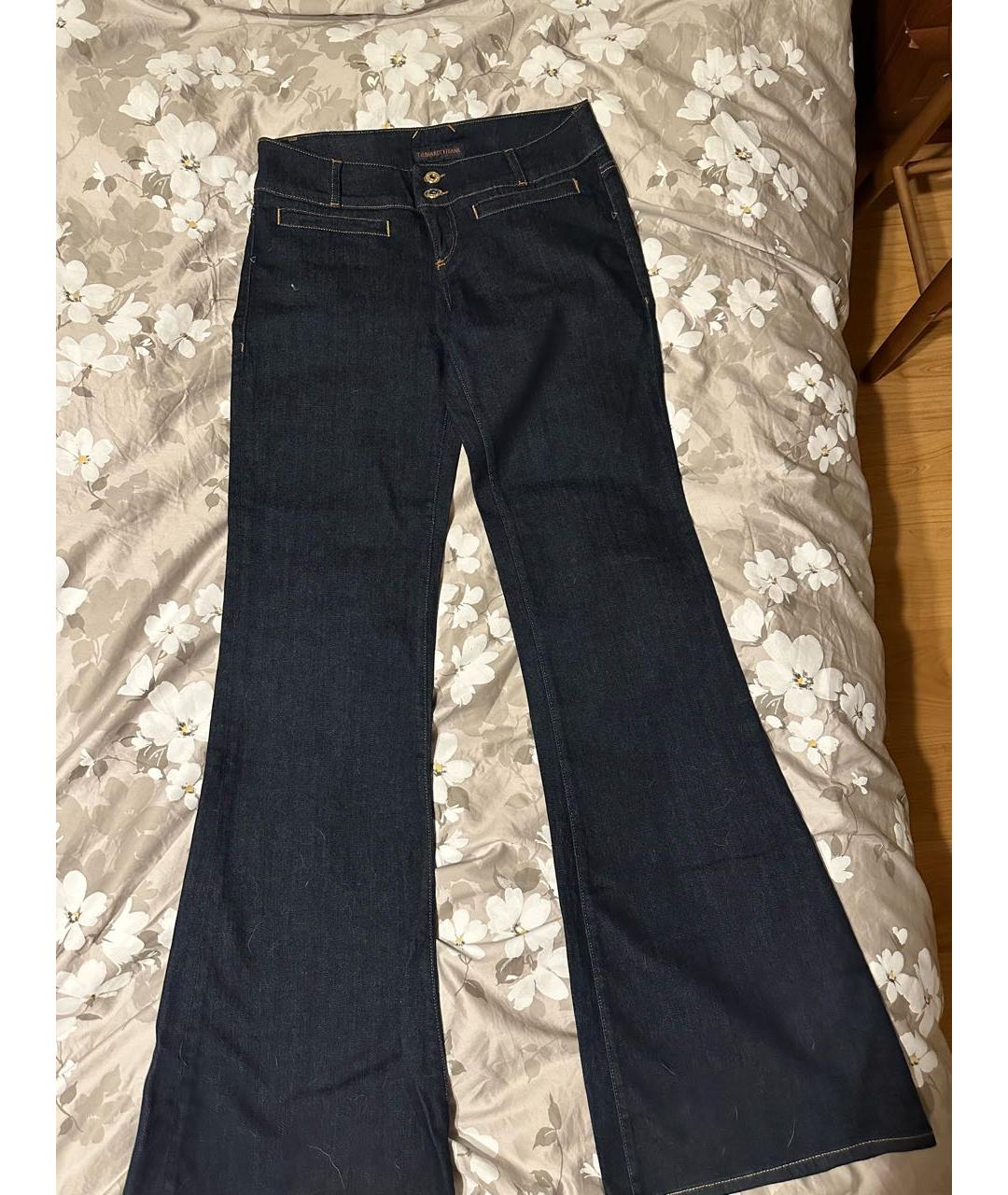 TRUSSARDI JEANS Темно-синие хлопко-эластановые джинсы клеш, фото 6