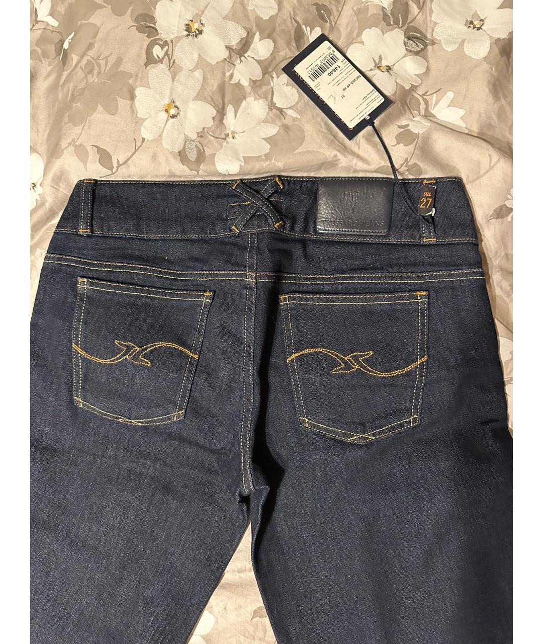 TRUSSARDI JEANS Темно-синие хлопко-эластановые джинсы клеш, фото 4