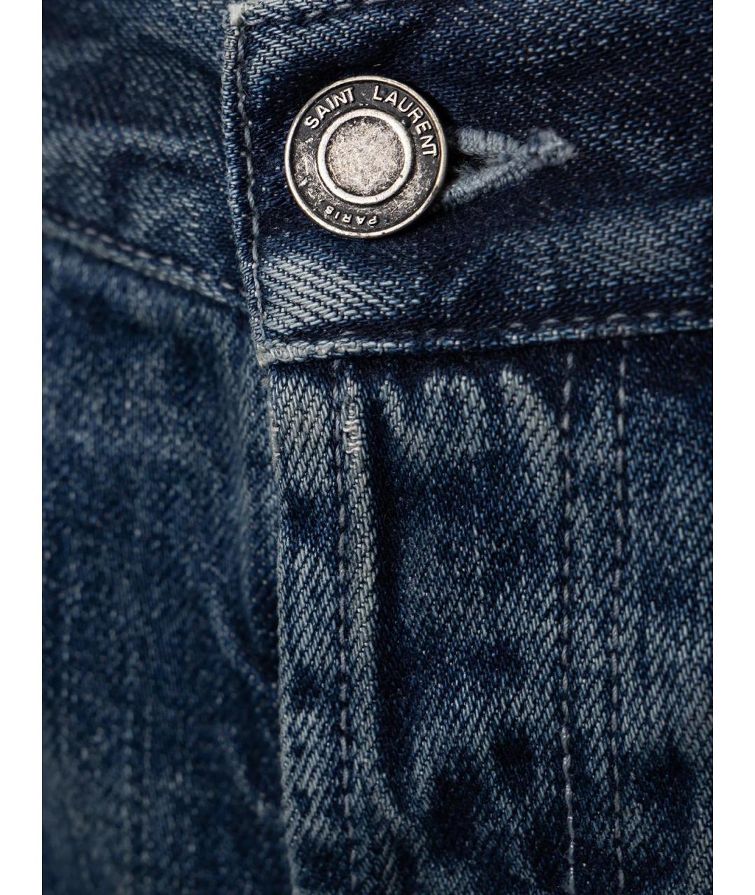 SAINT LAURENT Синие хлопковые прямые джинсы, фото 3