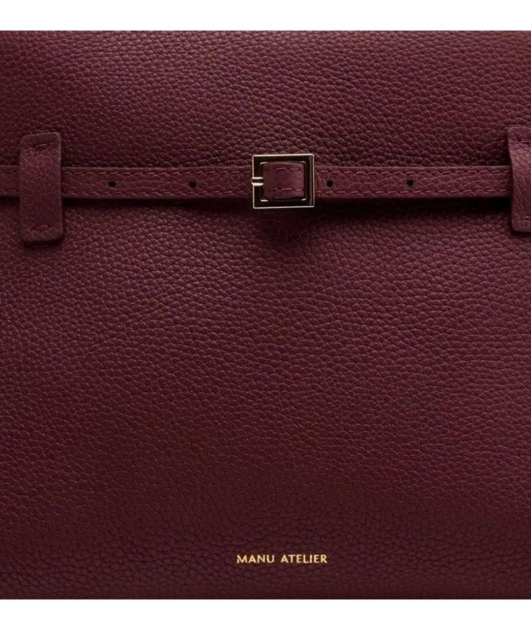 MANU ATELIER Бордовая кожаная сумка тоут, фото 4