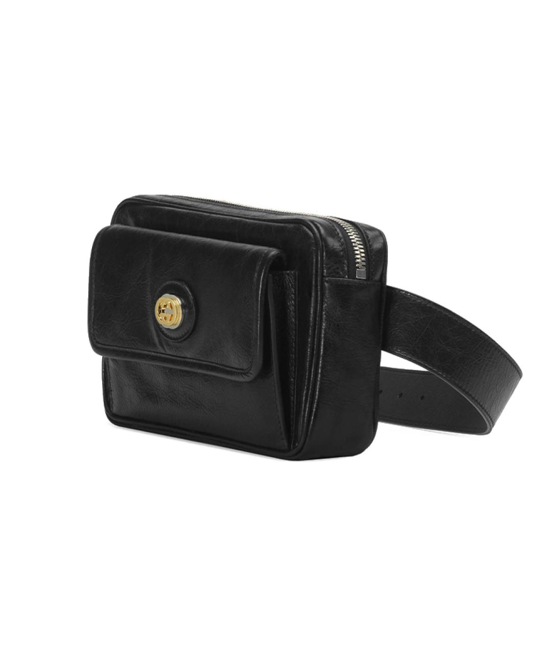 GUCCI Черная кожаная поясная сумка, фото 2
