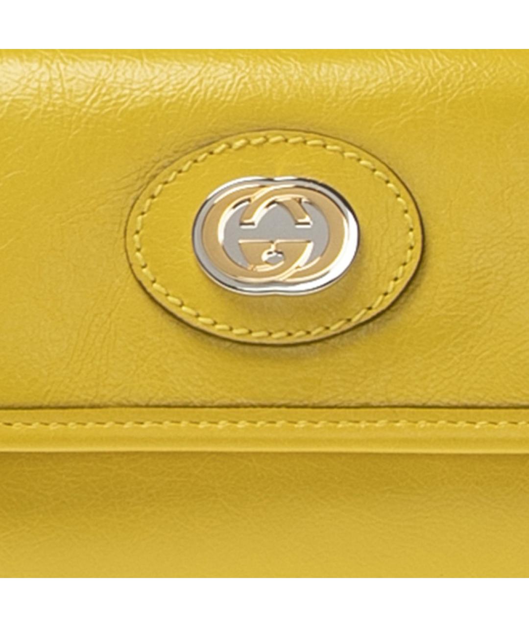 GUCCI Желтая кожаная поясная сумка, фото 5