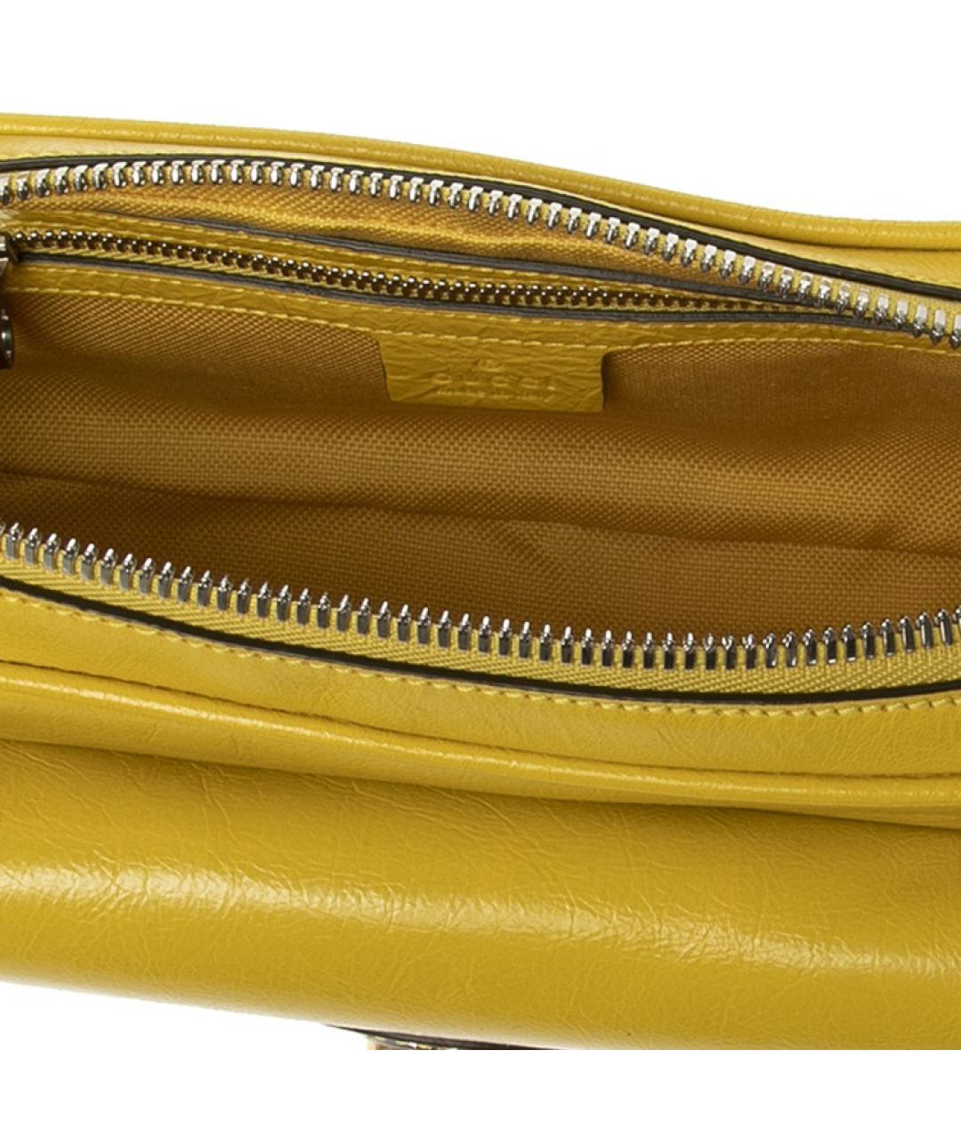 GUCCI Желтая кожаная поясная сумка, фото 4