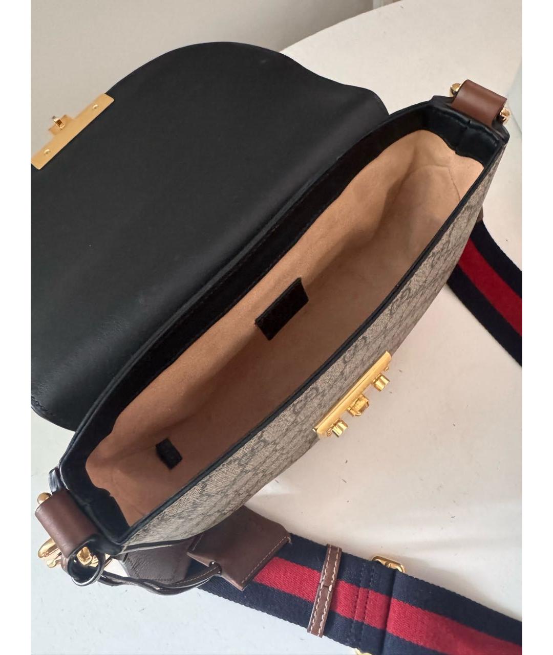 GUCCI Коричневая кожаная сумка через плечо, фото 4