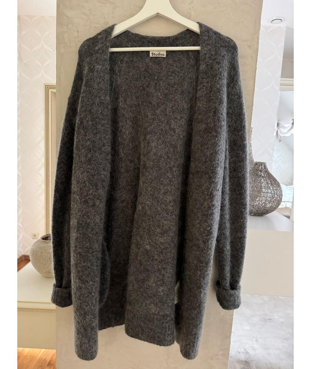 ACNE STUDIOS Антрацитовый шерстяной кардиган, фото 4