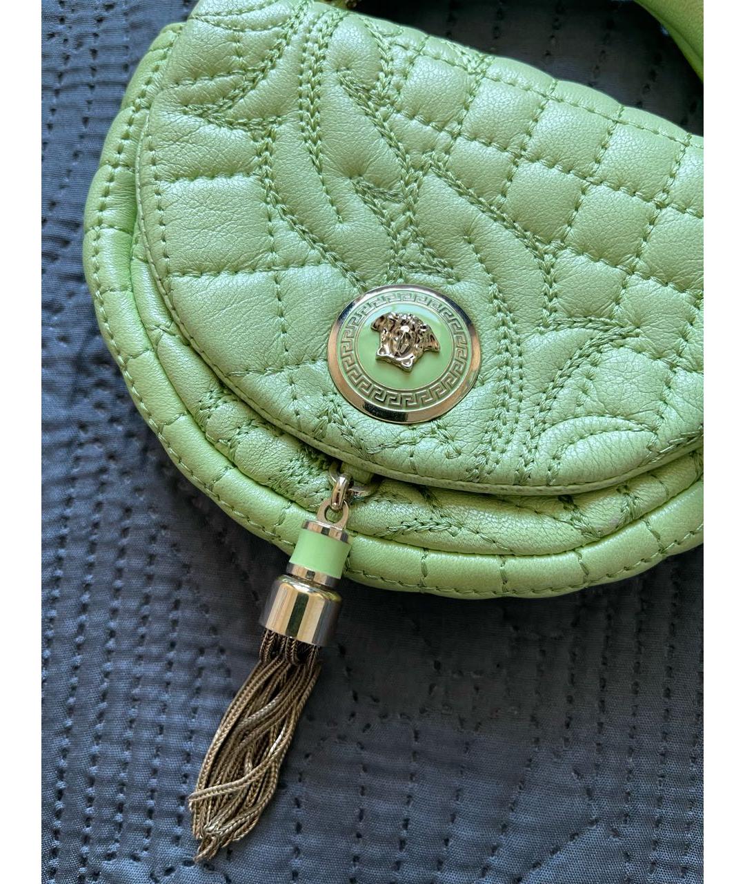 VERSACE Салатовая кожаная сумка через плечо, фото 2