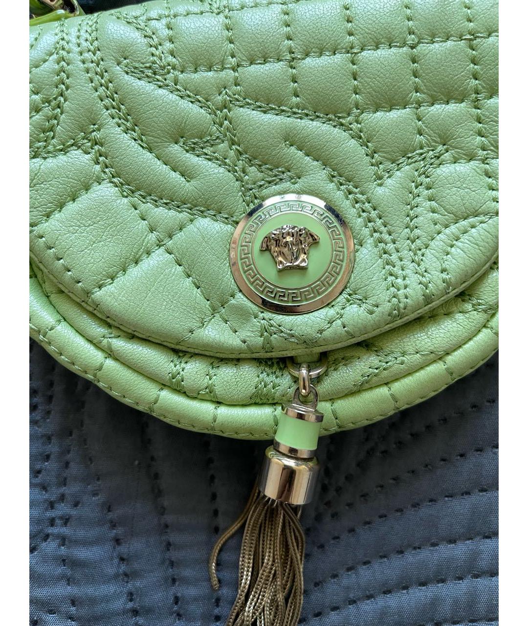 VERSACE Салатовая кожаная сумка через плечо, фото 7