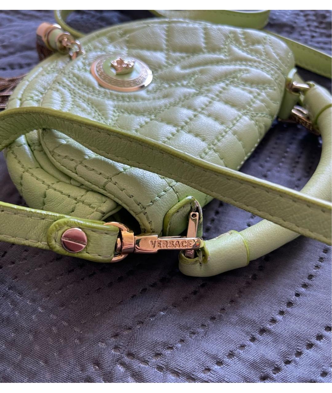 VERSACE Салатовая кожаная сумка через плечо, фото 3