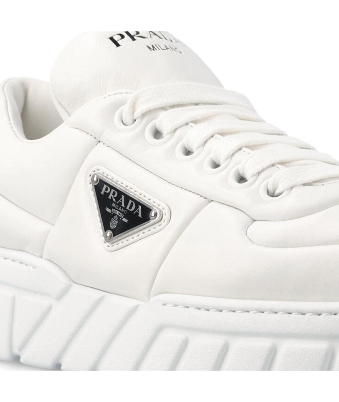 PRADA Белые кожаные кроссовки, фото 3