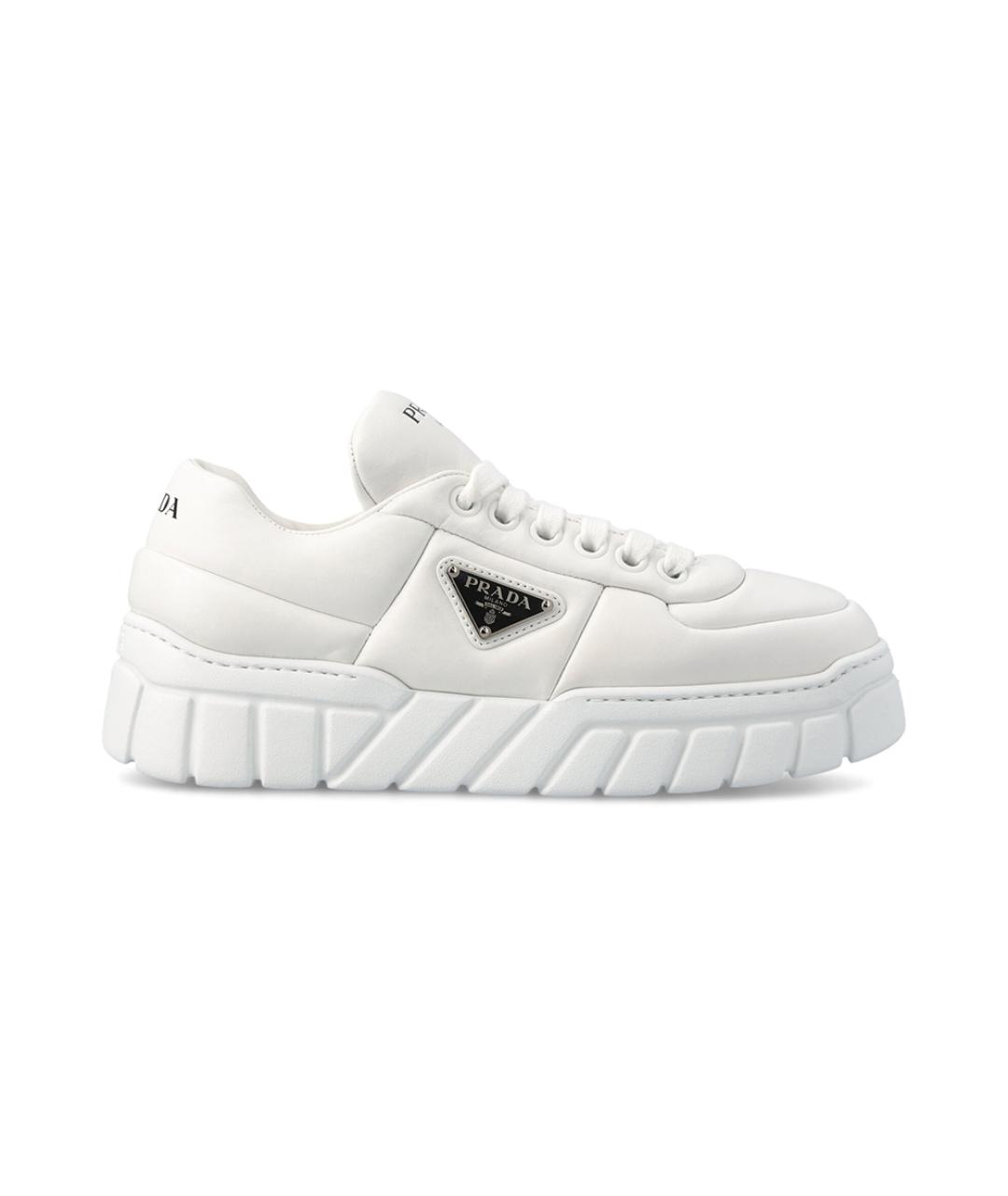 PRADA Белые кожаные кроссовки, фото 1
