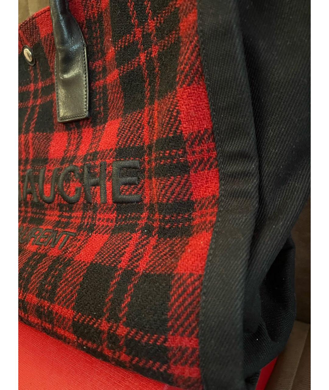 SAINT LAURENT Красная тканевая сумка тоут, фото 5