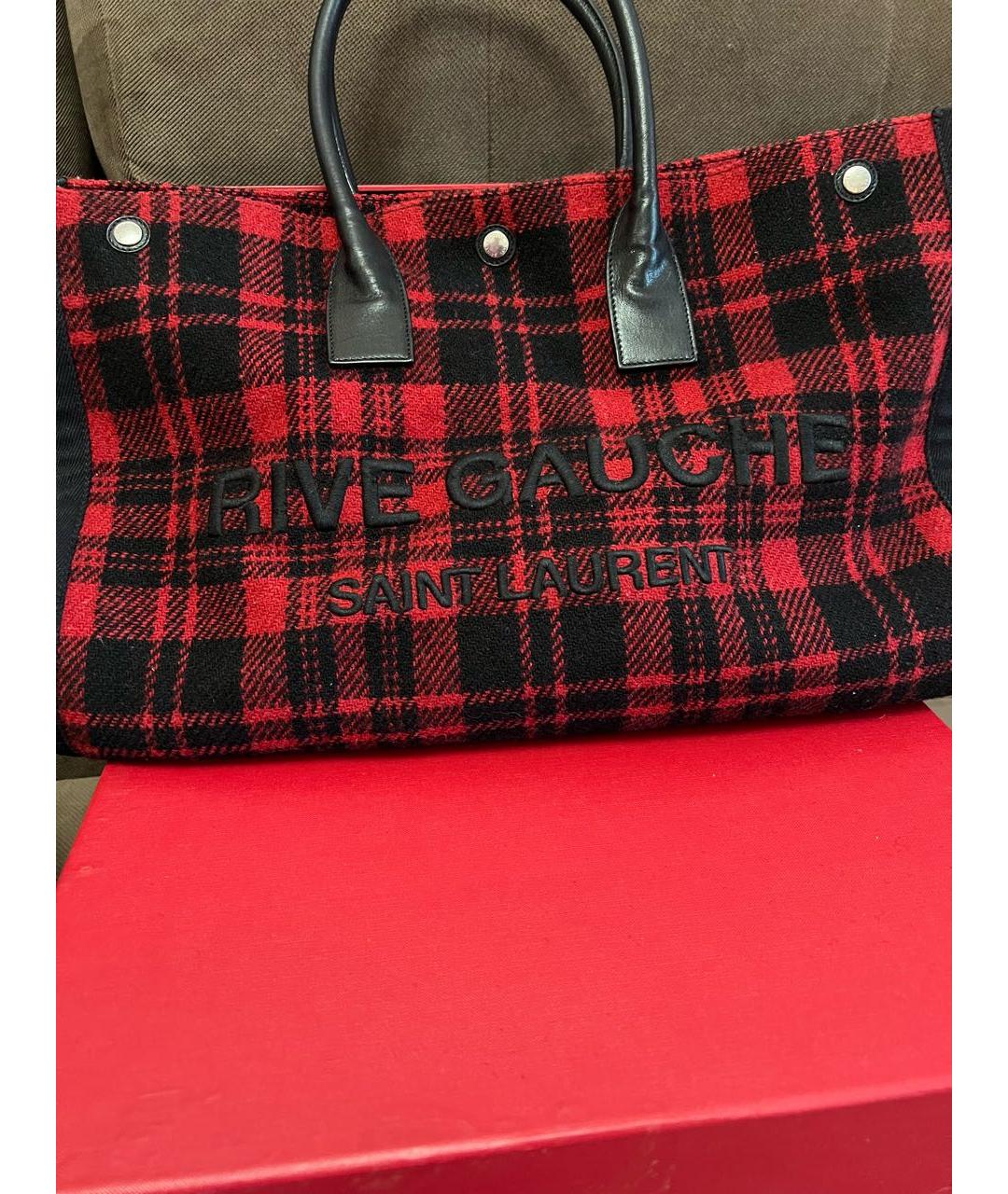 SAINT LAURENT Красная тканевая сумка тоут, фото 4