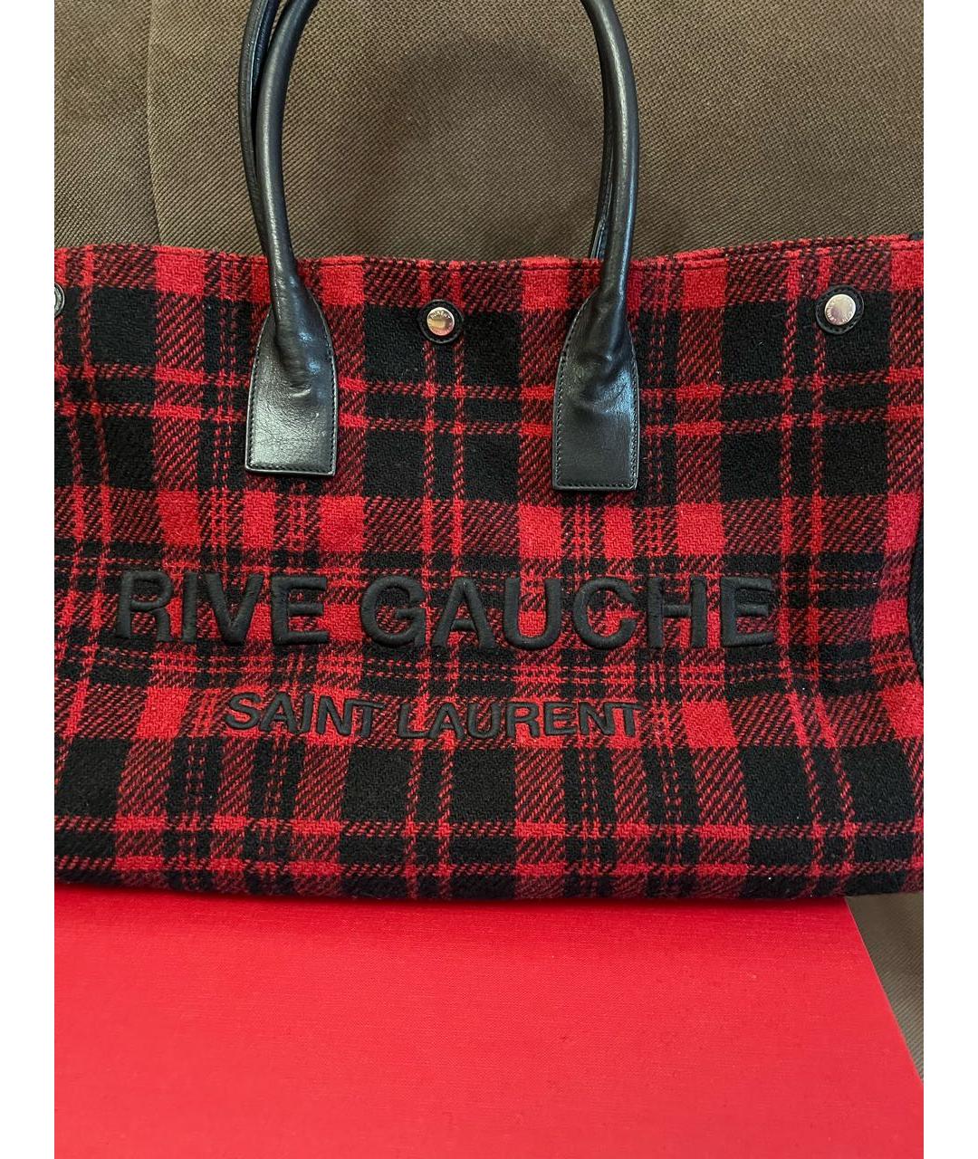 SAINT LAURENT Красная тканевая сумка тоут, фото 2