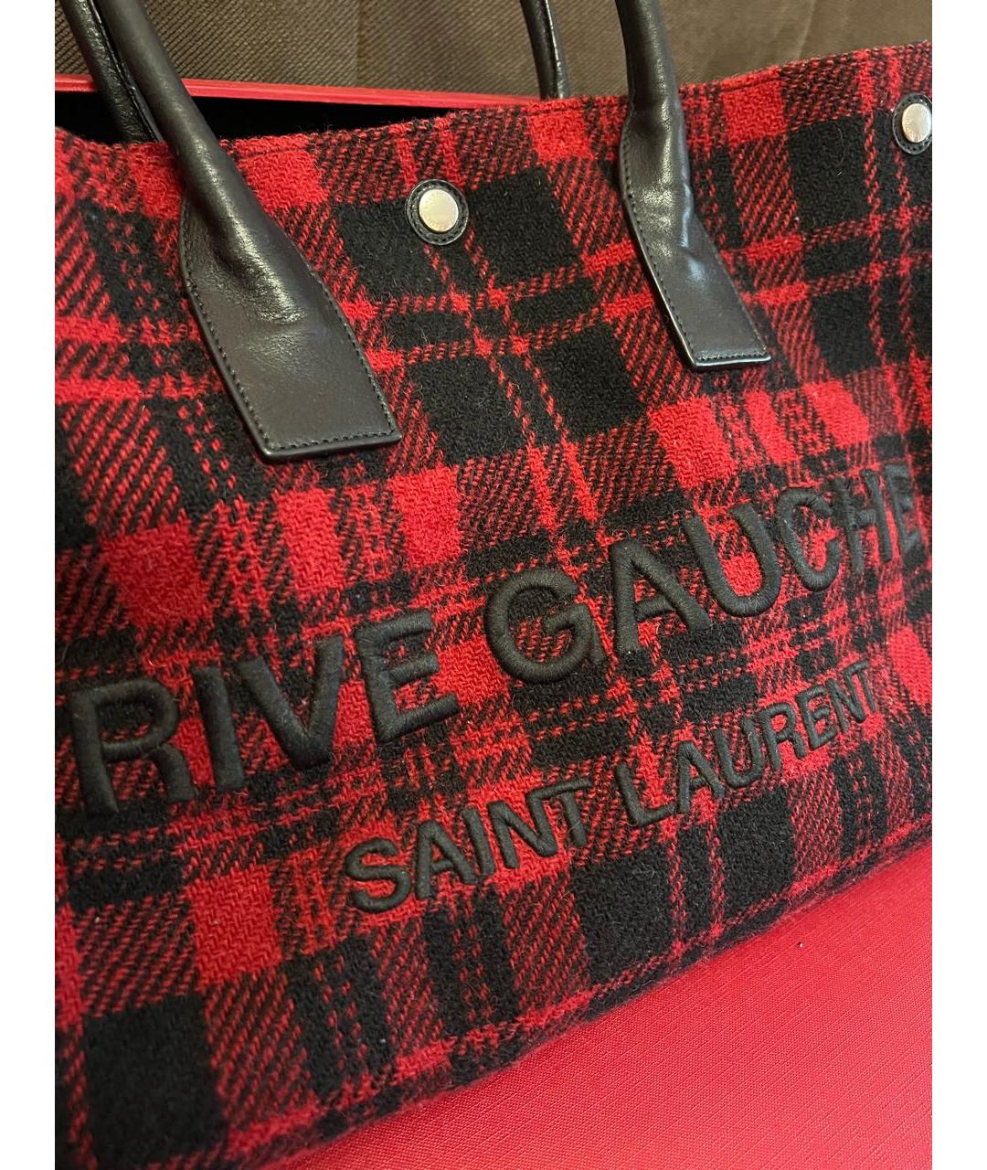 SAINT LAURENT Красная тканевая сумка тоут, фото 3