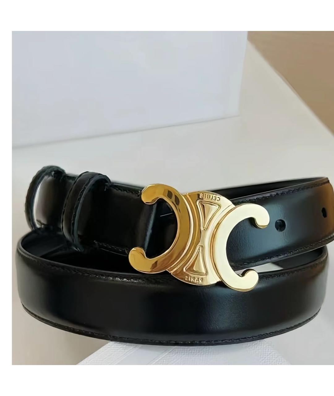 CELINE Черный кожаный ремень, фото 3
