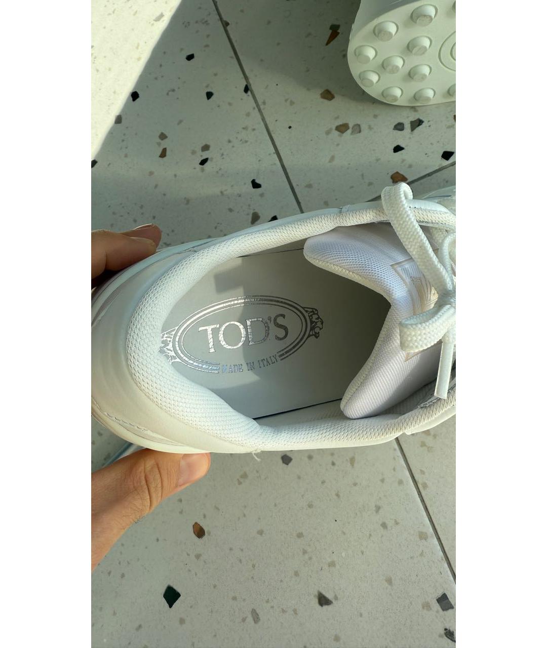 TOD'S Белые кожаные низкие кроссовки / кеды, фото 6