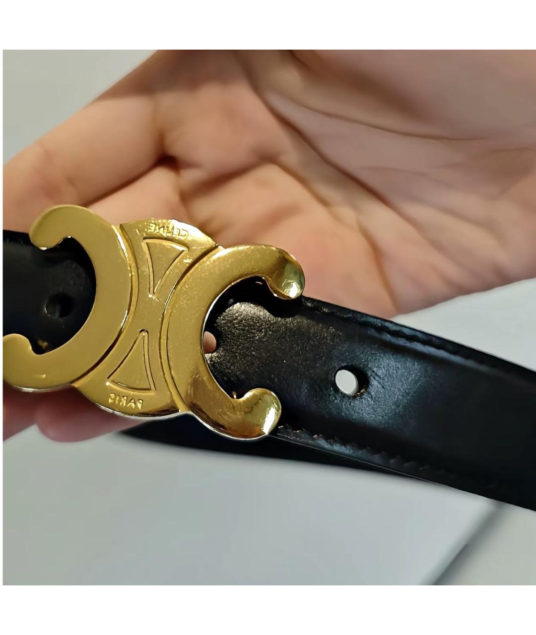 CELINE Черный кожаный ремень, фото 4