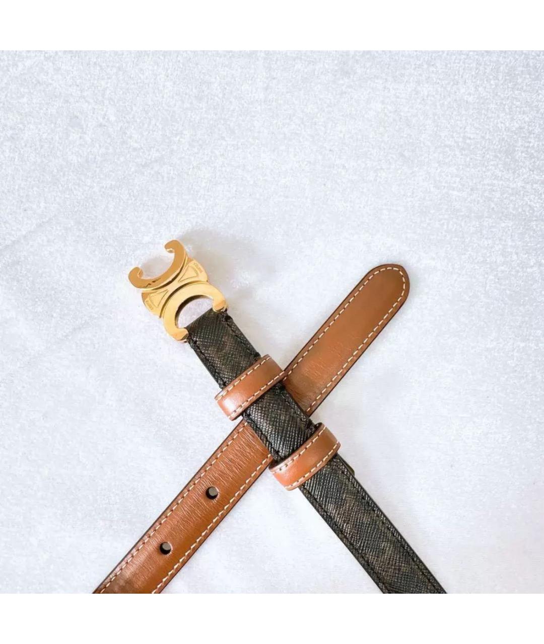 CELINE Коричневый кожаный ремень, фото 4