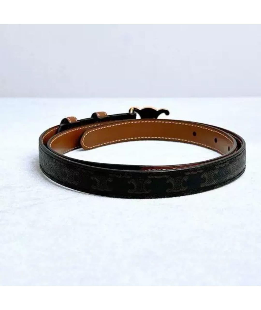 CELINE Коричневый кожаный ремень, фото 3