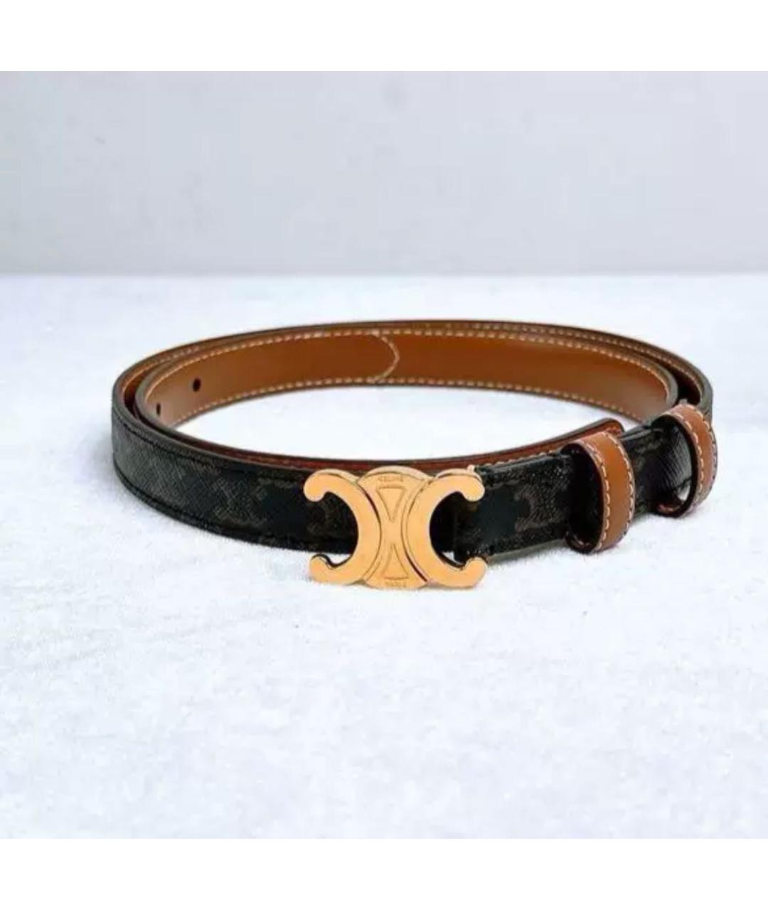 CELINE Коричневый кожаный ремень, фото 2