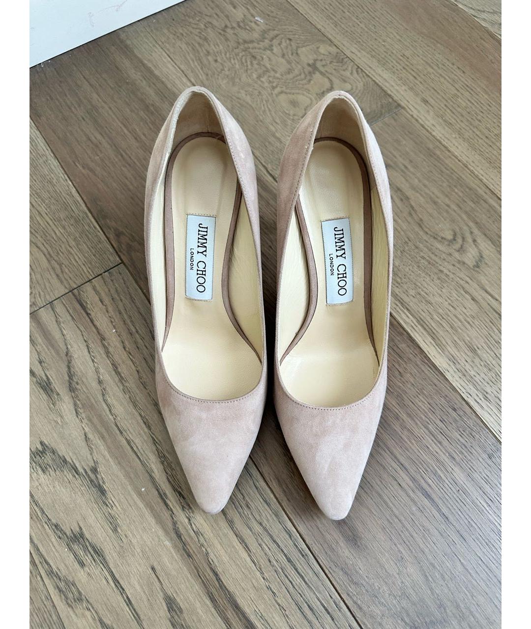 JIMMY CHOO Бежевые замшевые туфли, фото 4