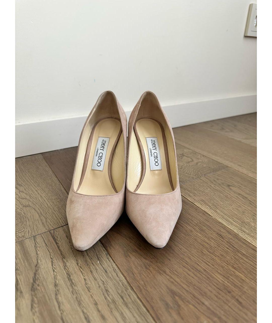 JIMMY CHOO Бежевые замшевые туфли, фото 8