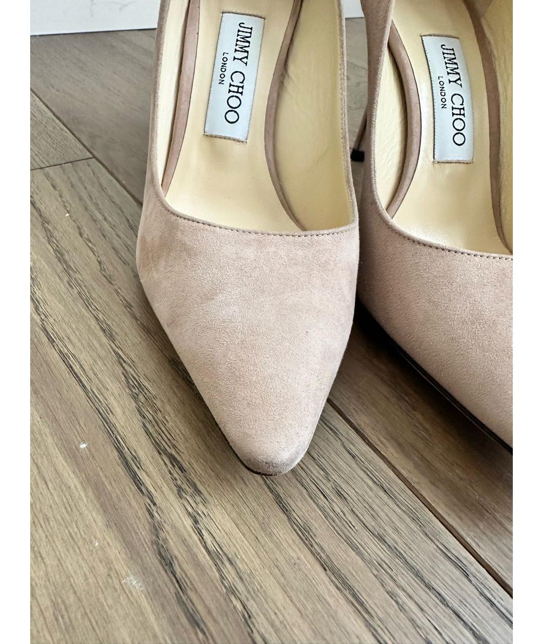 JIMMY CHOO Бежевые замшевые туфли, фото 6