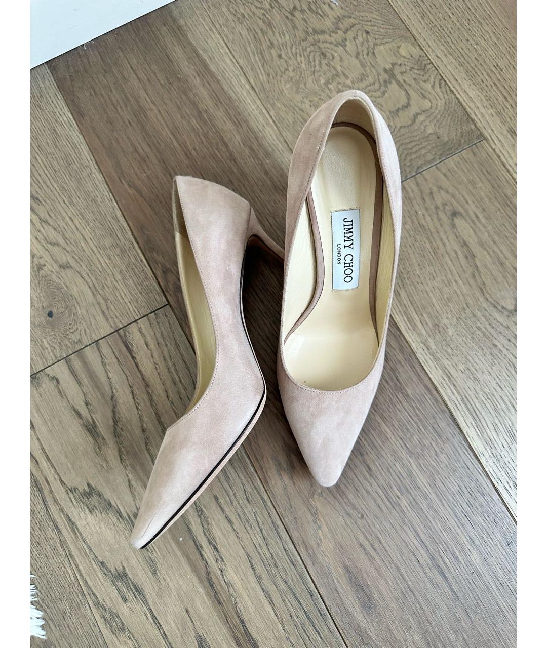 JIMMY CHOO Бежевые замшевые туфли, фото 9