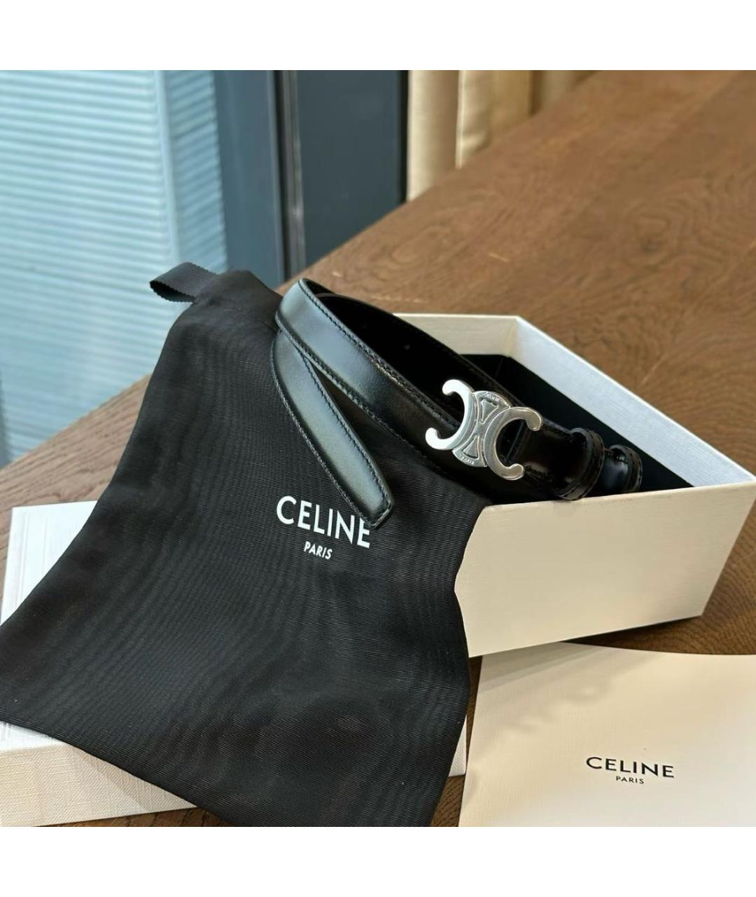 CELINE Черный кожаный ремень, фото 4