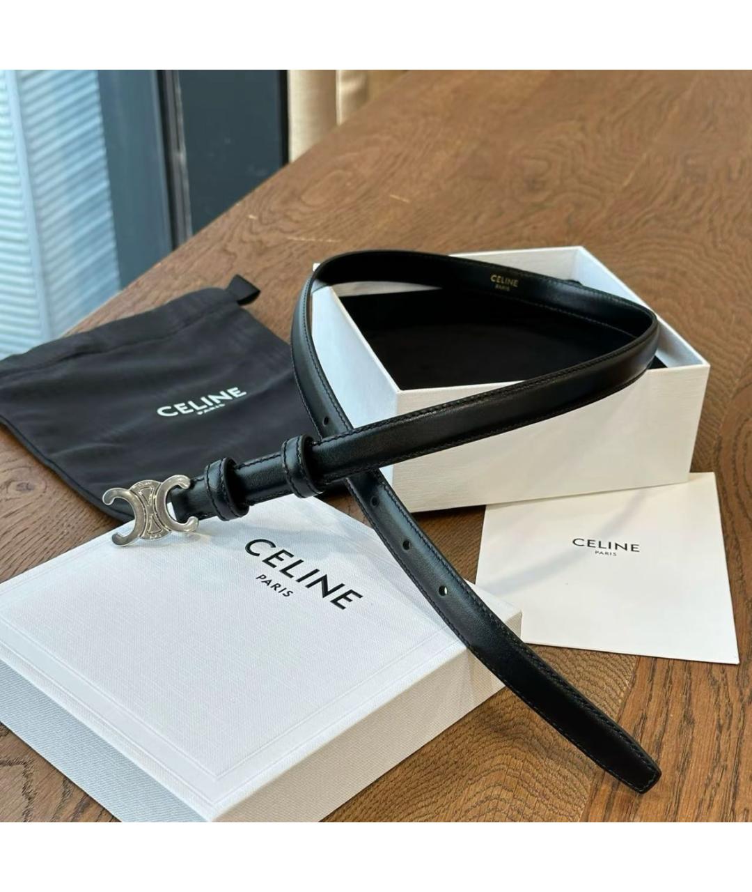 CELINE Черный кожаный ремень, фото 2