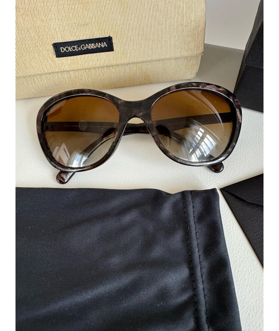 DOLCE&GABBANA Коричневые пластиковые солнцезащитные очки, фото 3
