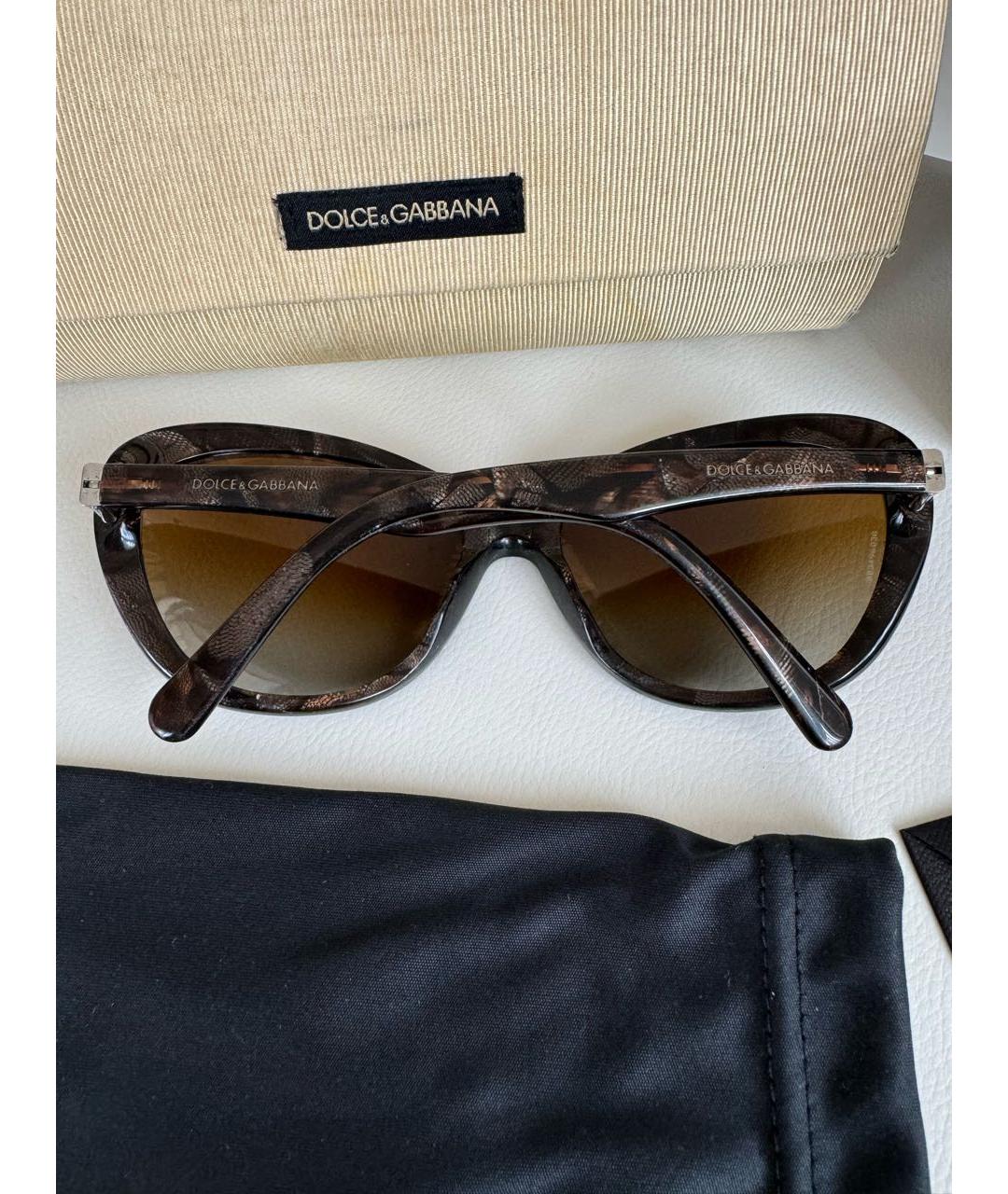 DOLCE&GABBANA Коричневые пластиковые солнцезащитные очки, фото 4