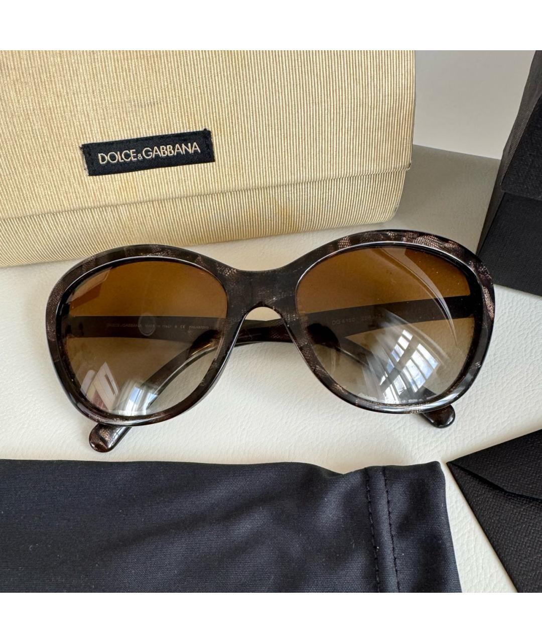 DOLCE&GABBANA Коричневые пластиковые солнцезащитные очки, фото 9