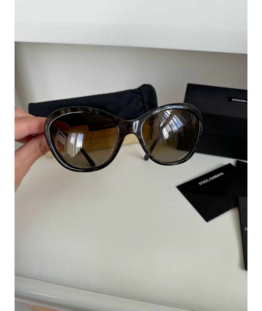 DOLCE&GABBANA Коричневые пластиковые солнцезащитные очки, фото 6