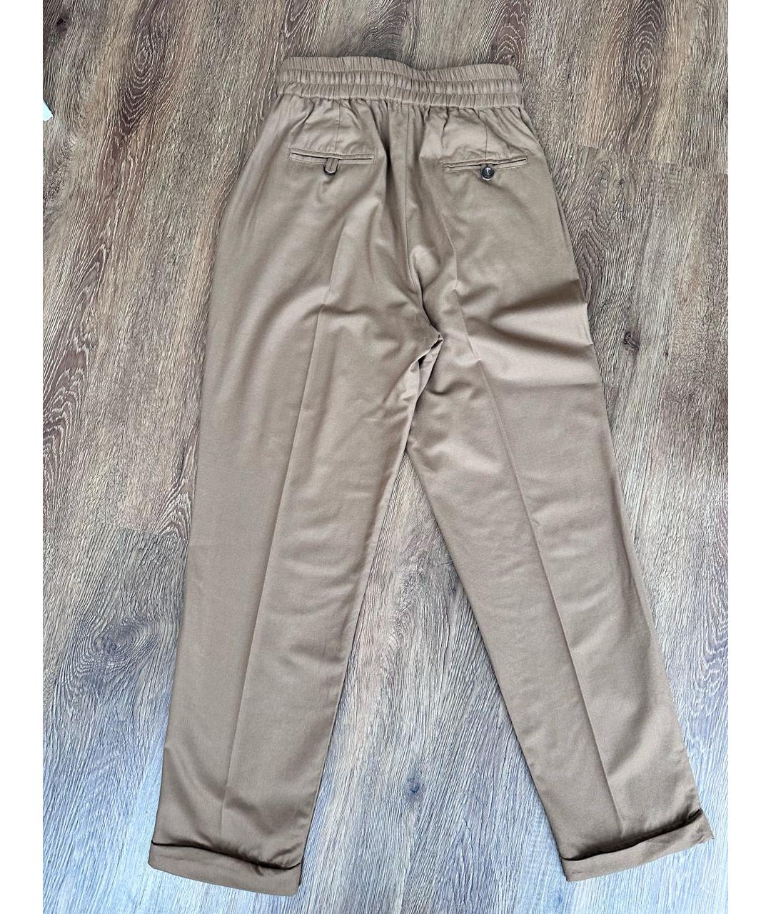 KITON Бежевые шерстяные брюки узкие, фото 2