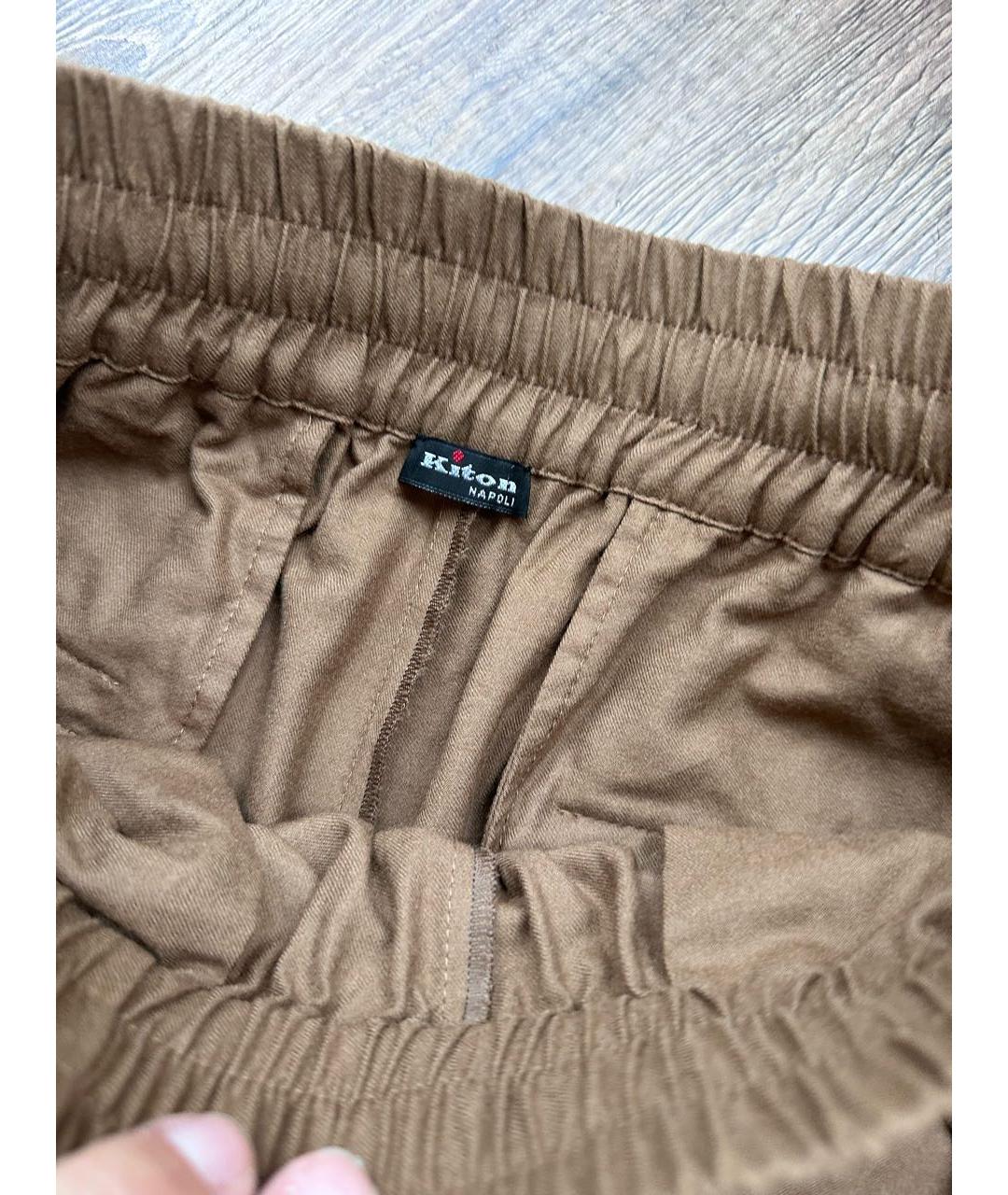 KITON Бежевые шерстяные брюки узкие, фото 3