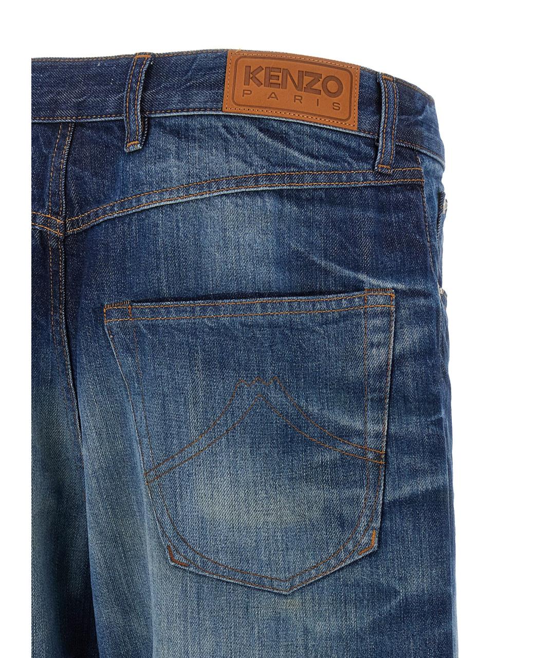 KENZO Синие хлопковые прямые джинсы, фото 4
